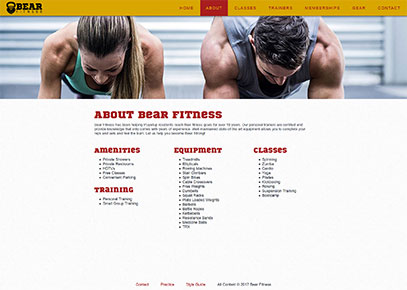 About page from the Bear Fitness website