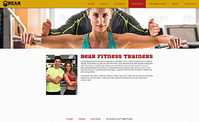 Trainers page from the Bear Fitness website
