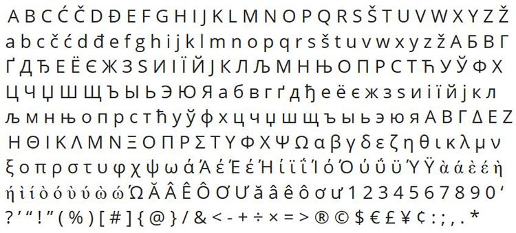 Open Sans font sample