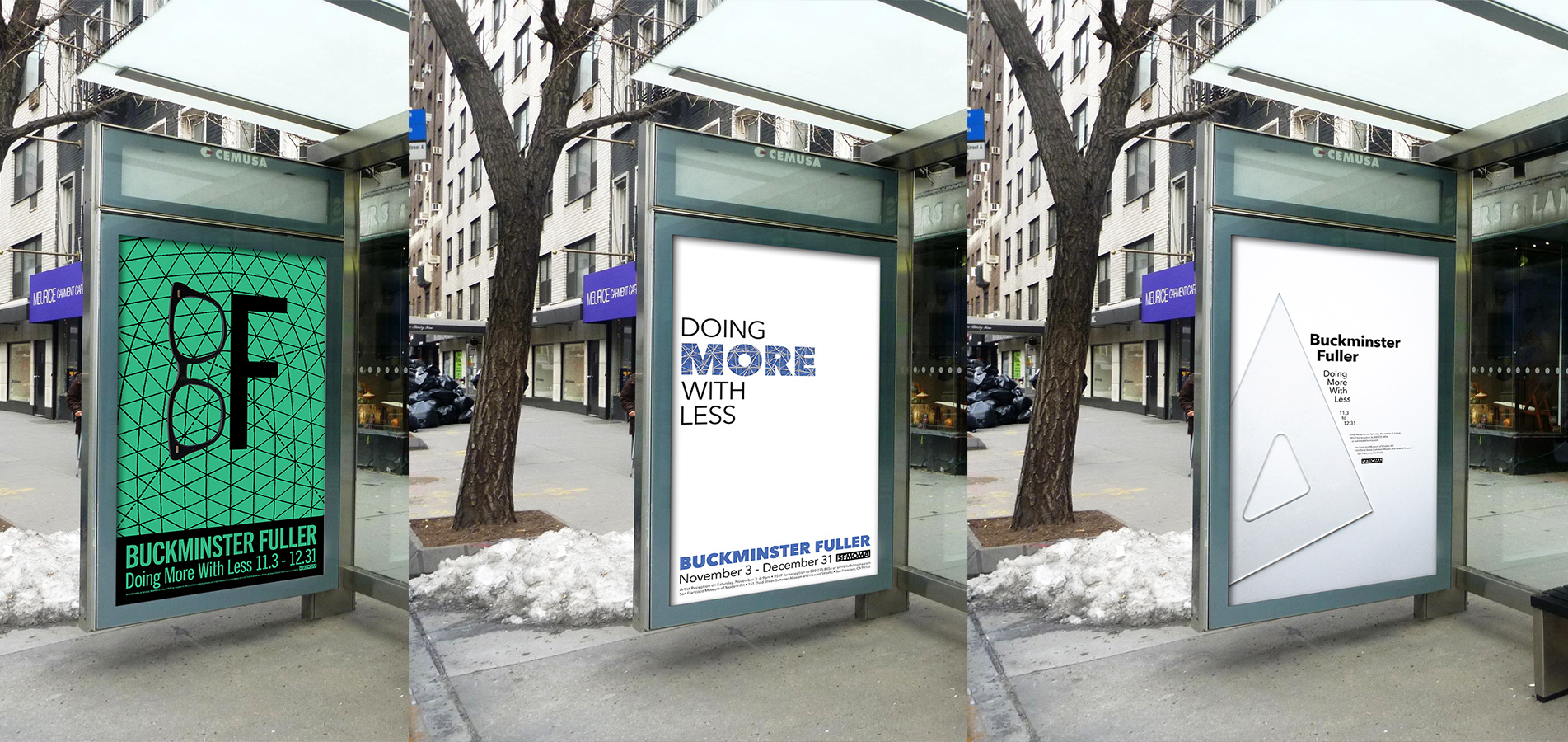 Buckminster Fuller exhibit posters mockup