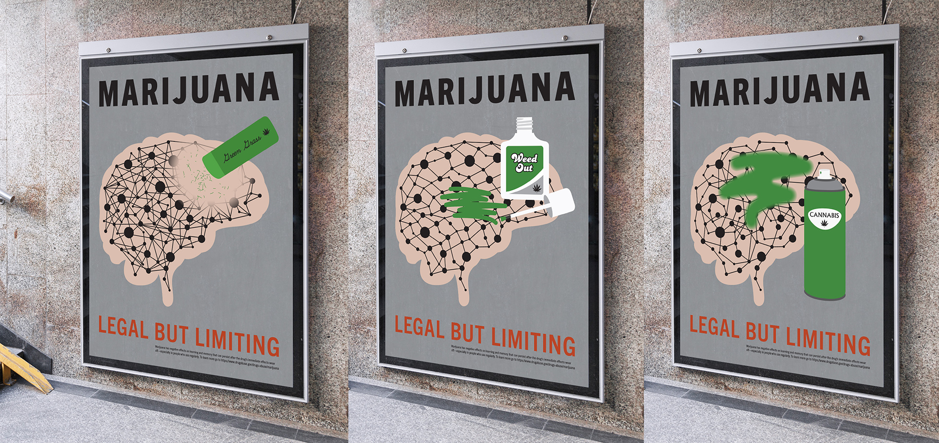 Marijuana use PSA poster campaign mockup