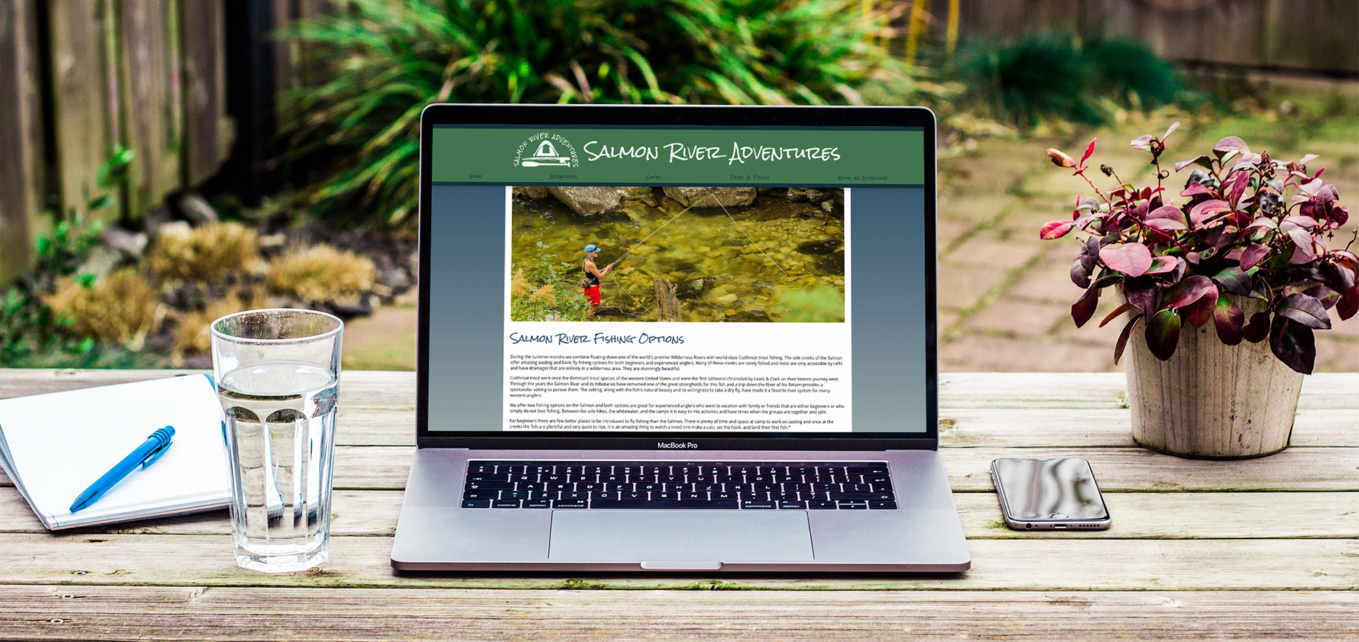 Salmon River Adventures website mockup