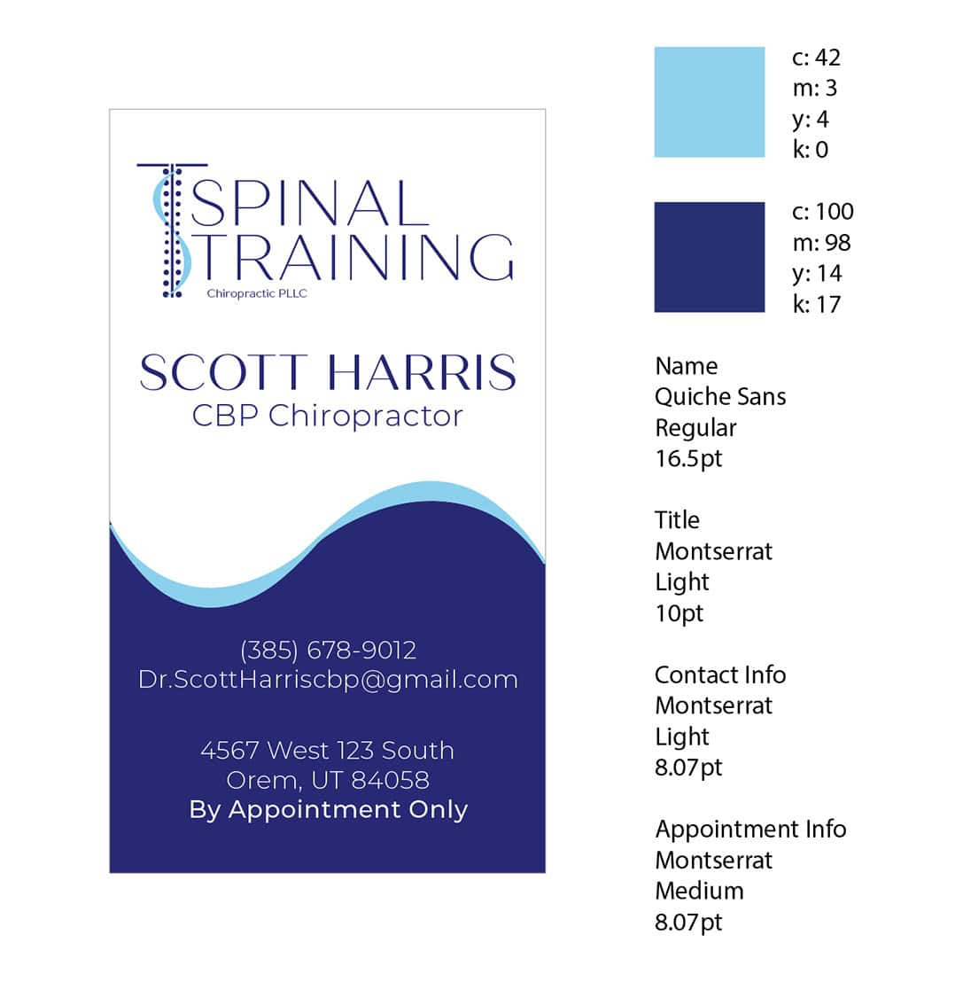 Spinal Training Chiropractic PLLC business card and style guide