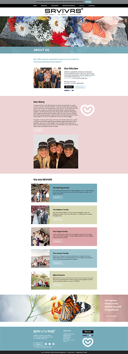 About page from the SRVIVRS website