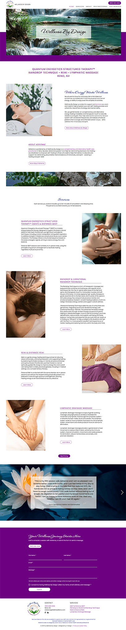 Home page from the Wellness By Design website